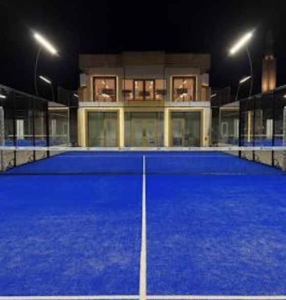 The Padel Social Club courts at night, Obhur